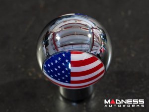 MINI Cooper Gear Shift Knob - Chrome w/ American Flag Design